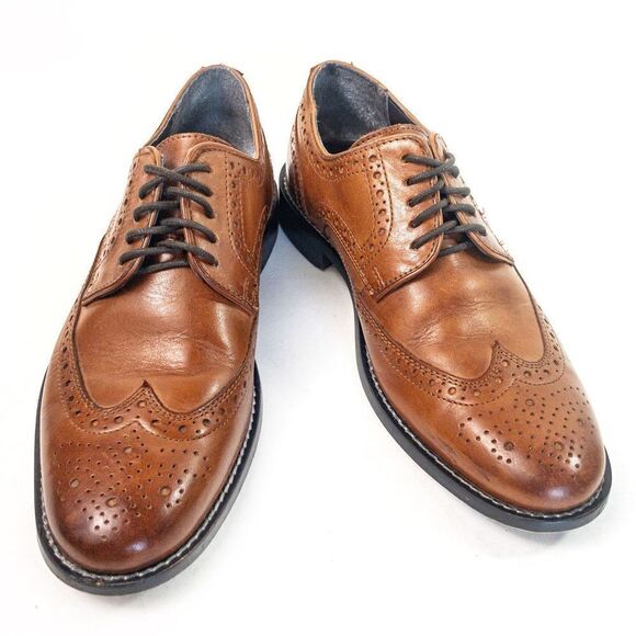 Nunn Bush Nelson Cognac Leather Wingtip Oxfords Sz 7M - Picture 2 of 8